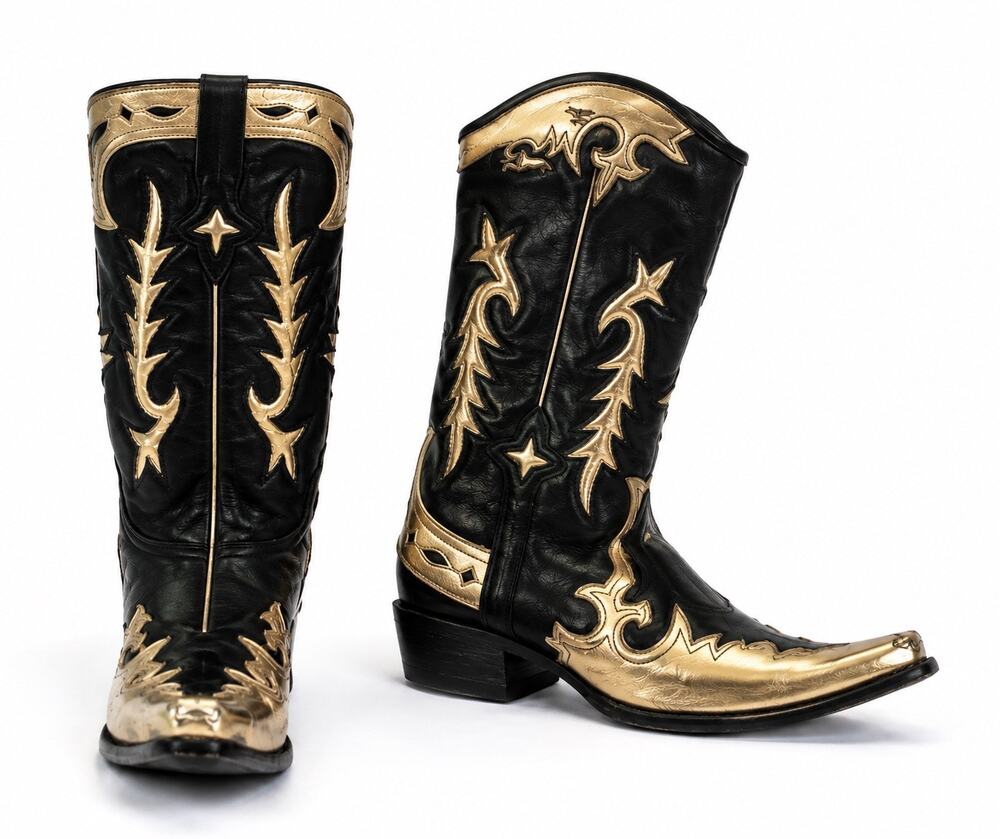 Miranda Lambert Black and Gold Leather Cowboy Boots 9